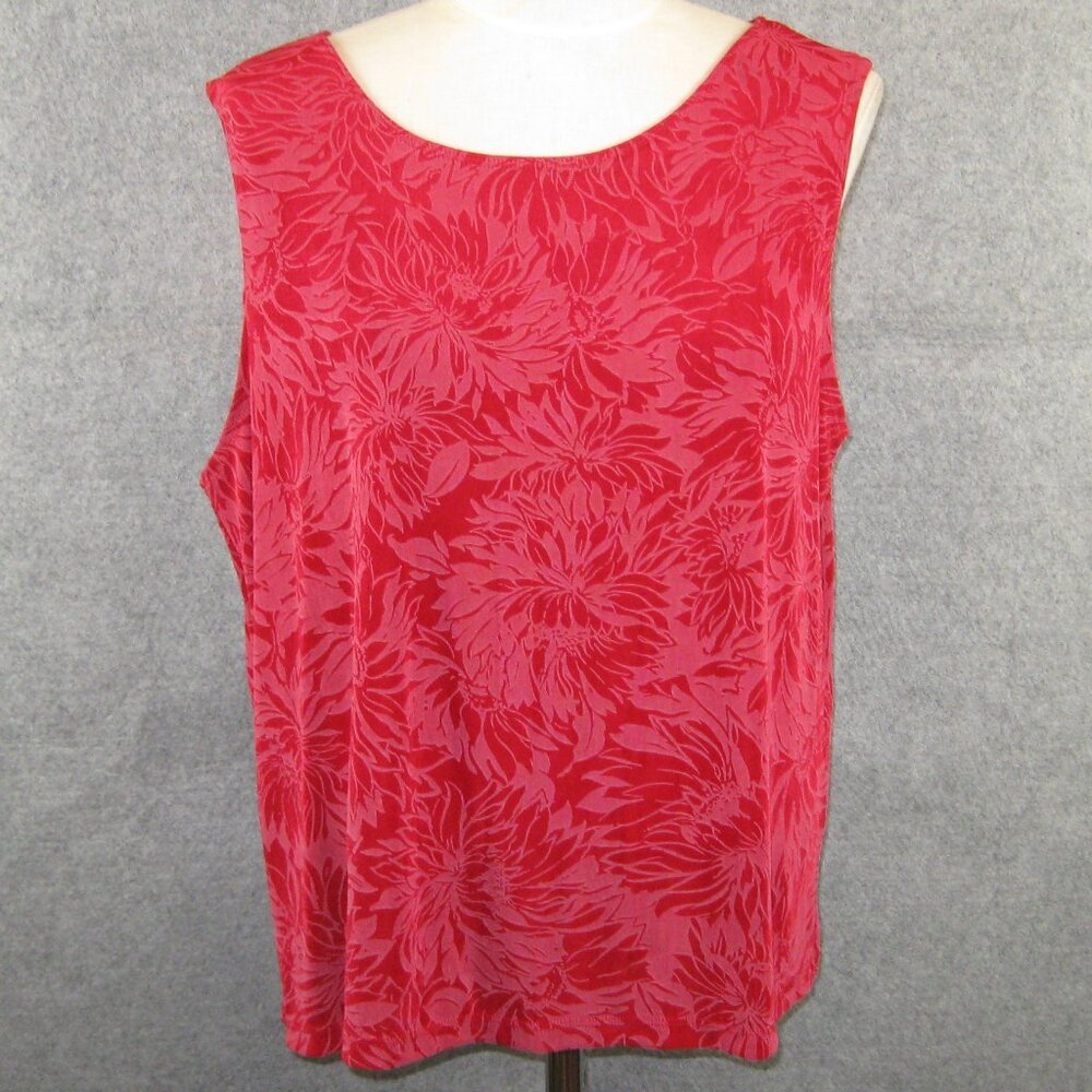 Citiknits Sleeveless Top 1X Red Floral
